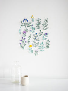 décoration mur fleurs en papier herbier mural